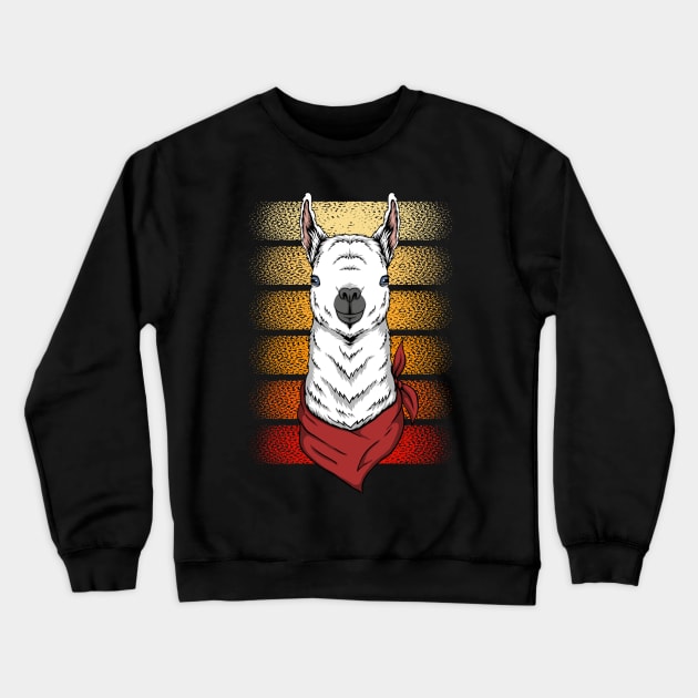 White Retro Llama Crewneck Sweatshirt by puffstuff